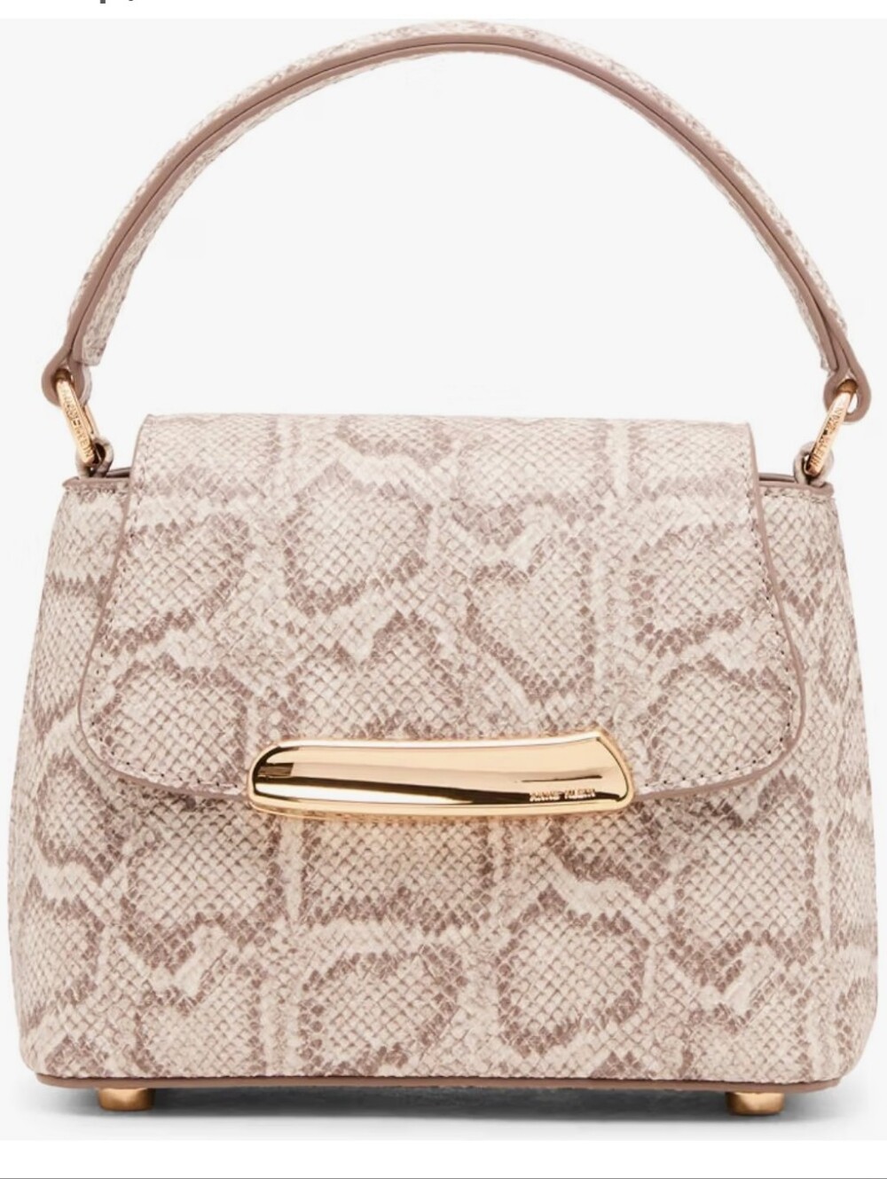 Anne Klein Women's Faux Snake Mini Top Handle Flap with Convertible Strap, Mink